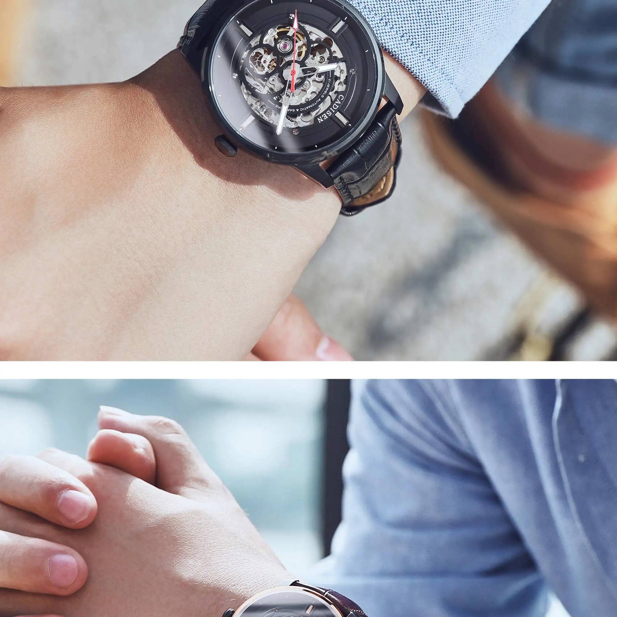 automatic mechanical watch men hollow skeleton miyota 8n24