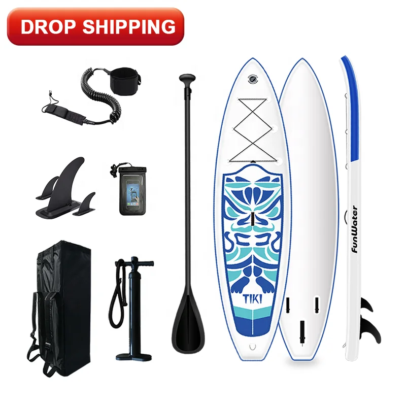 

FUNWATER drop shipping sup paddle board inflatable quality sup water surfing board sports equipment, Blue and pink