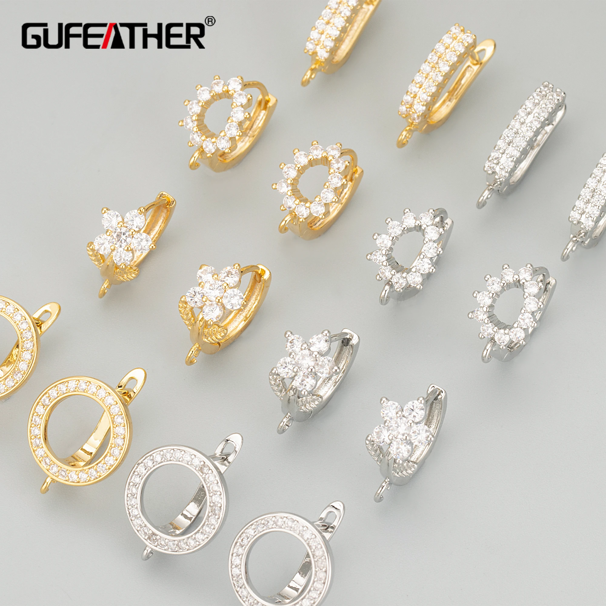 

MC87 jewelry accessories18k gold rhodium platednickel freecopperzirconhooks findings & componentsdiy earrings6pcs/lot