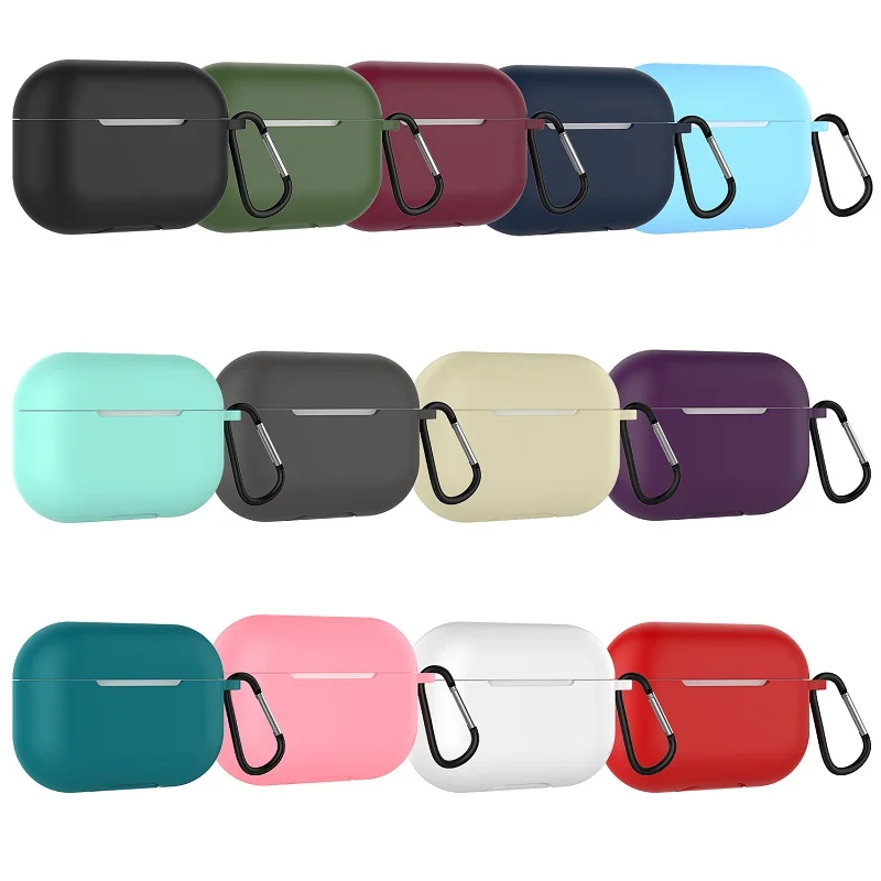 

New Wireless BT Earphone Protector Cases Soft Protective Cover With Buckle for Apple Airpods 3 Silicone Case, 13 colors
