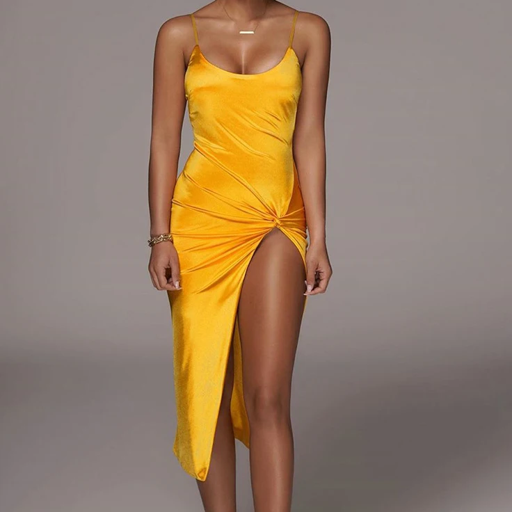

S1570N women Fashion Fall backless slit dress