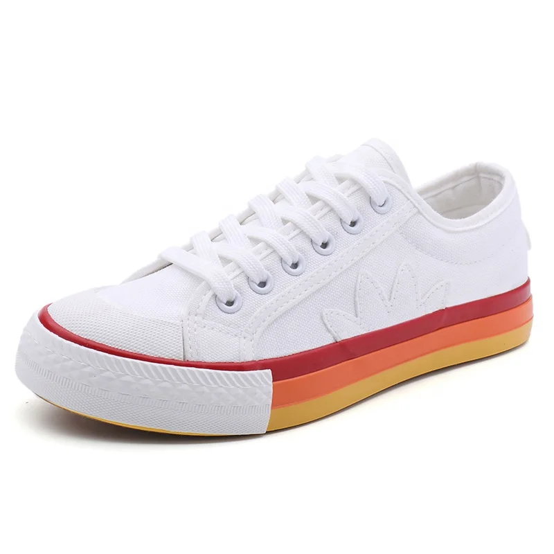 

Manufacturer OEM high quality colorful sole China factory wholesale canvas shoes for women, 2 color ways
