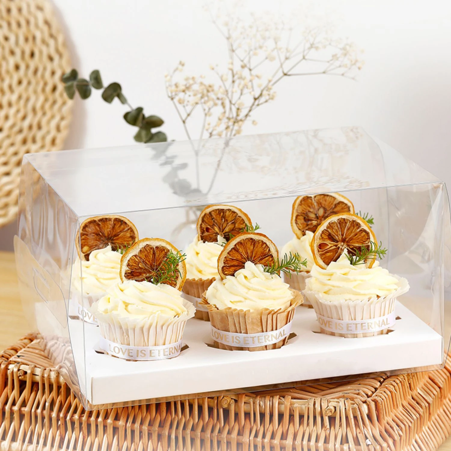 

6-grain High Model Cupcake Boxes Clear Lid Food Grade Cupcake Box6 cupcake box