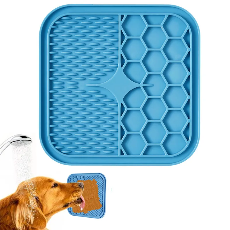 

2021 Pet Training Silicon Small Dog Licking Mat Pad Slow Feeder Food Grade Silicone Large Dog Lick Mat for Anxiety, Blue, orange