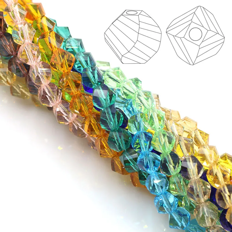 

Faceted Twisted Glass Beads For Jewelry Making 6mm/8mm Crystal Beads For Women Necklace Bracelet DIY Accessories 5strands/batch