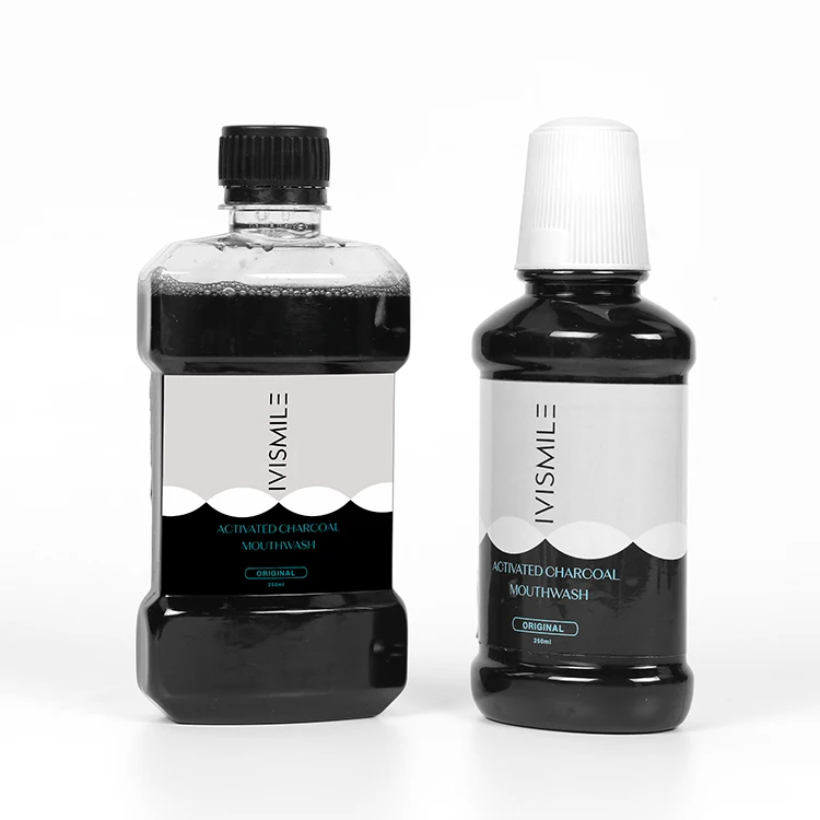 

Hot Selling Charcoal Coconut Oil Teeth Whitening Mint Mouth Wash, Black