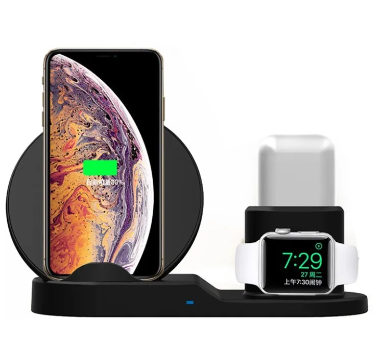 

Restaurant Phone Charger Wireless 3 in 1 Wireless Charging Stand Station for Airpods Pro for Iphone11 pro xr max, Black, white
