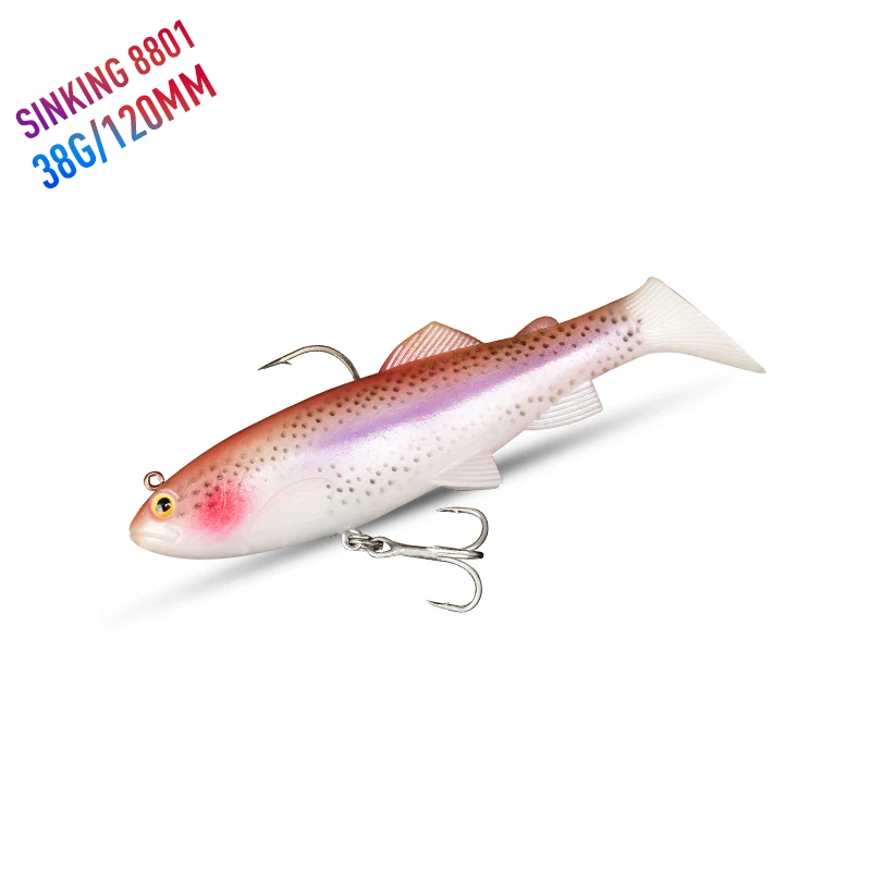 

Hot Crazy Trout Soft Baits 120mm 38g Fishing Lures Lead Head PVC Soft Lure Saltwater Swimbaits High Quality Fishing lure, 6 colors