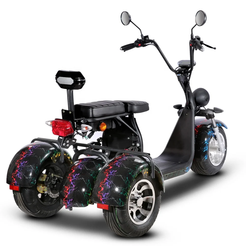 

Europe Ready Stock EEC 3 Wheel Chopper Scooter 2000W City Coco Motorcycle with Basket, 35KM Motorcycle Trike, Black