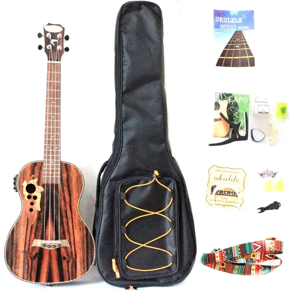 

Hot Sale  All Blackwood Baritone Acoustic Electric Ukulele With All Accessories(UB001, Natrual gloss