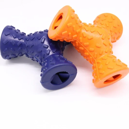 

Factory direct pet toy three-sided rubber snack dispenser chewing food puppy toy