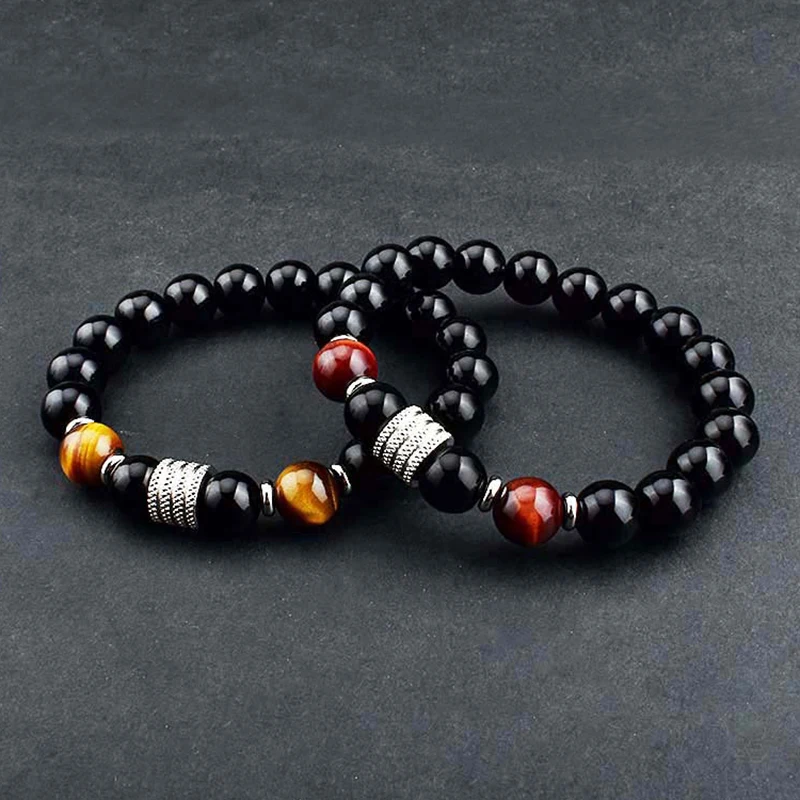 

Crown Bead Bracelet Men's Stone Bead Bracelet Wooden Bead