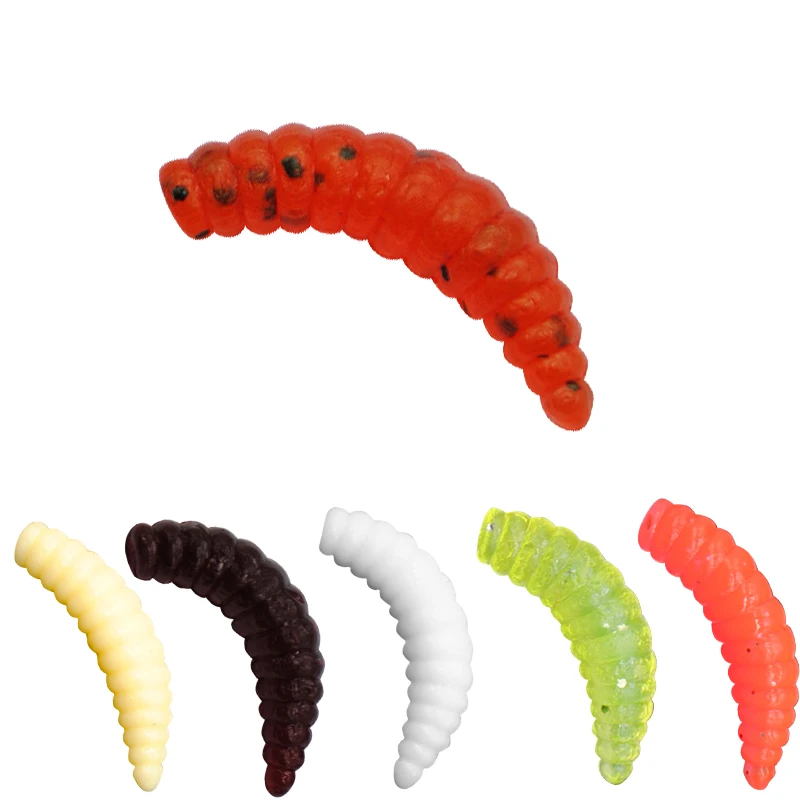 

Soft Worm Lure Artificial Soft Bait Colorful Worm 20mm Maggot Grubs Artificial Plastic mini Lure Luminous Soft Baits, 5 colors