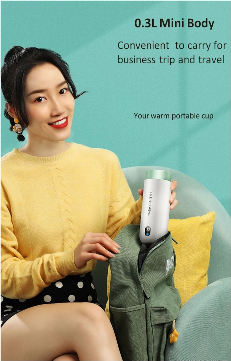 304 Stainless Steel Electric Heating Travel Vacuum Insulated Mug Smart