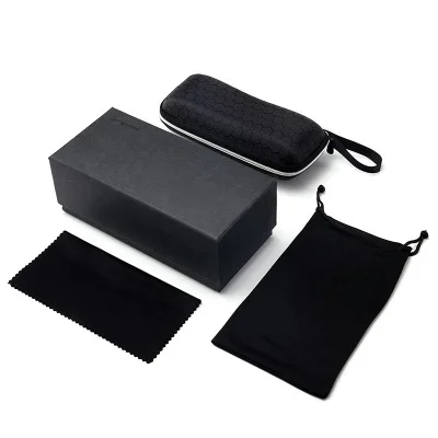 

Sunglasses packaging folding paper box glasses case mirror cloth a variety of suit options sunglasses pouch, Black