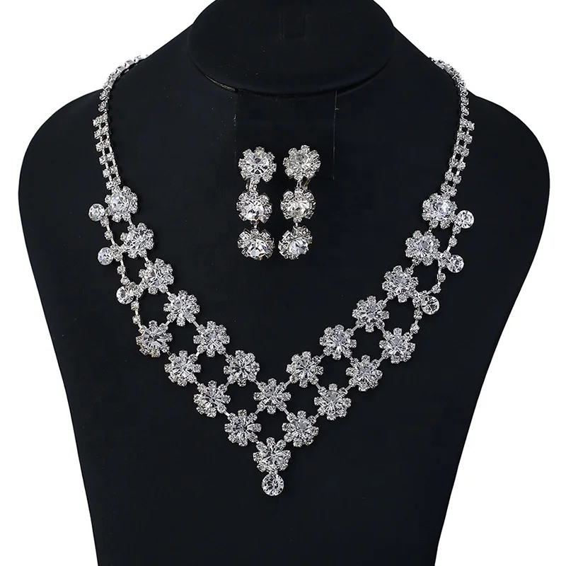 

2020 New stylish wedding jewelry set plated pendant necklace earrings jewelry sets for women, Picture
