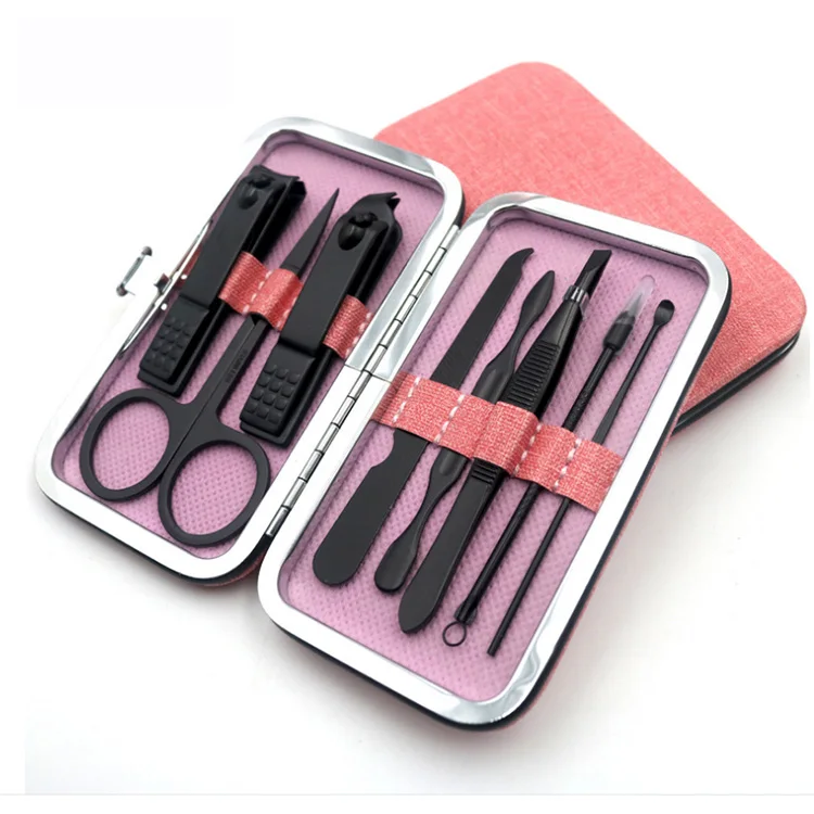 

Professional Pedicure Set Nail Clippers Cleaner Cuticle Grooming Kit Manicure Set with Case, Black/grdy/pink