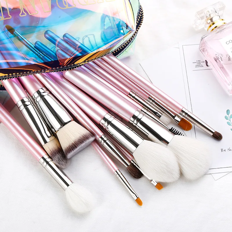 

Professional makeup brush private label pink make up brushes 14 pcs high quality cosmetics makeup brush kits