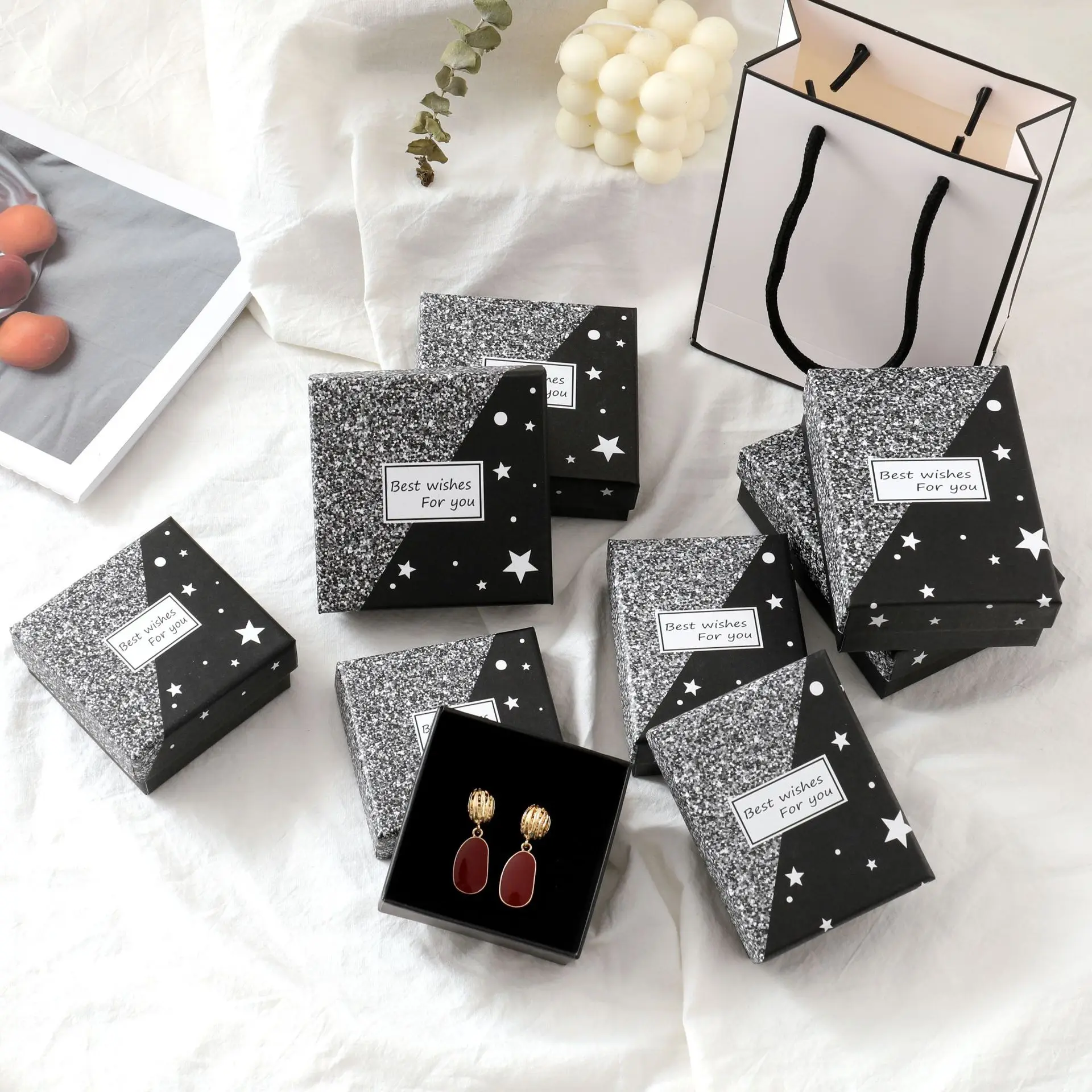 

R.GEM. Wholesale Gypsophila Recycled Ring Earring Pendant Bracelet Necklace Paper Boxes for Jewelry Packing