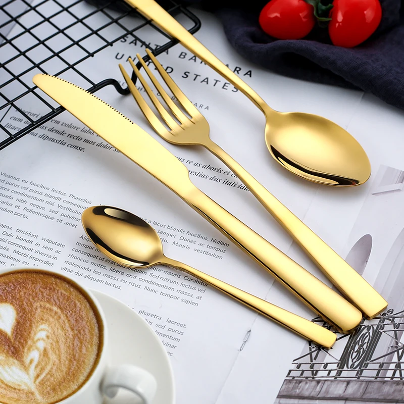 

Manufacture Food Grade Gold Cutlery Stainless Steel Spoon Fork Besteck Wholesale Flatware Set Wedding, Silver/gold/rose gold/black/iridescence