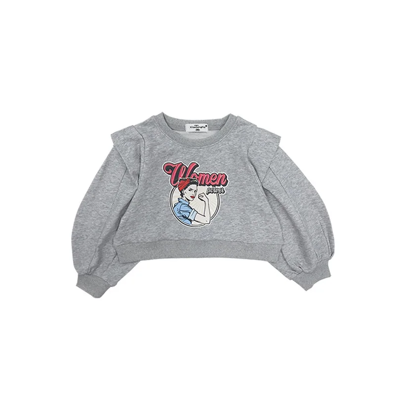 

Cartoon print girls long-sleeved sweater baby top