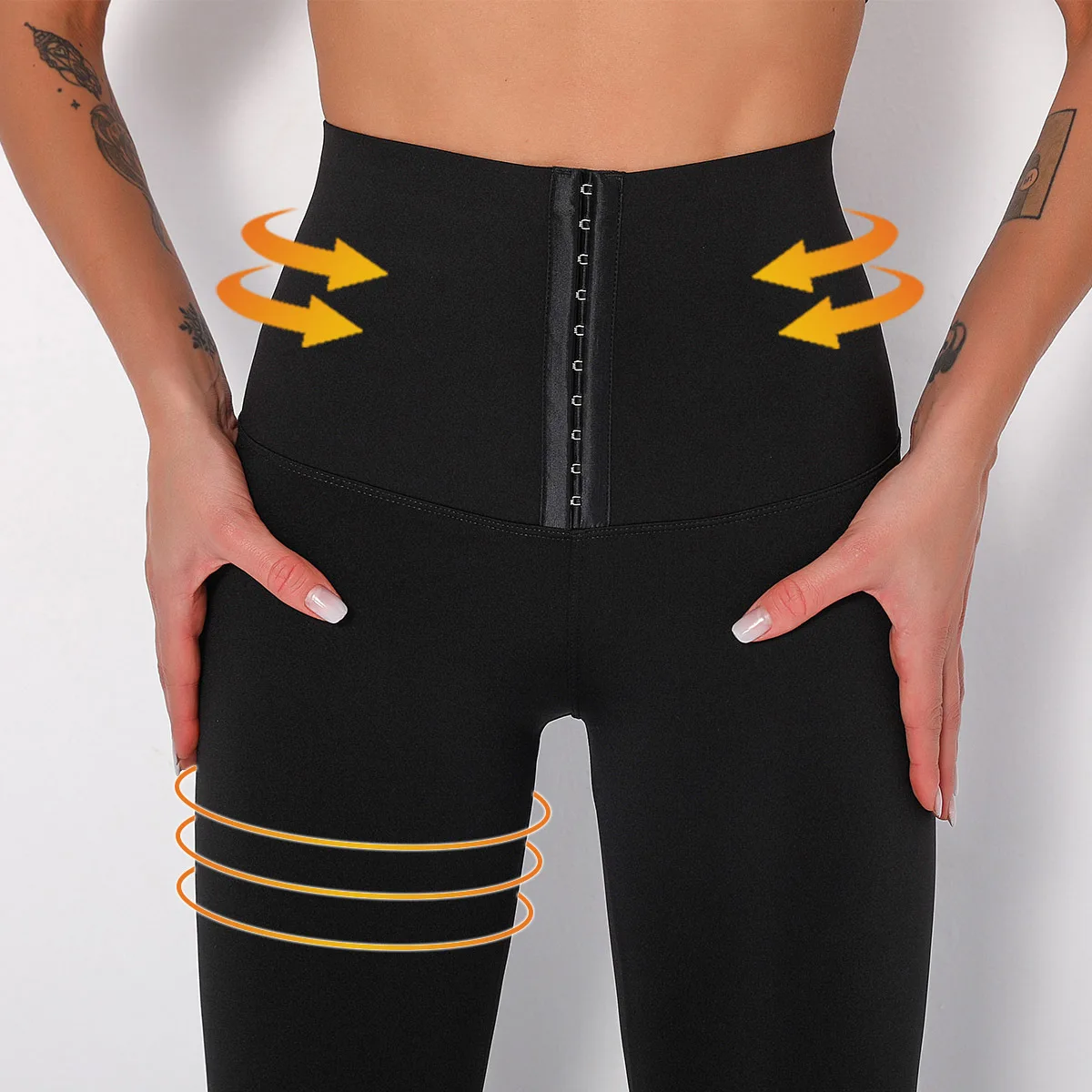 

Custom Logo Breathable Hooks High Waist Yoga Pants Waist Trainer Gym Leggings Corset Yoga Pants, Customized colors