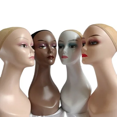 

Mannequin Head With One Shoulder Realistic Female Wig Display Head Manikin Head For Hat Wigs Sunglasses Jewerly, Black white