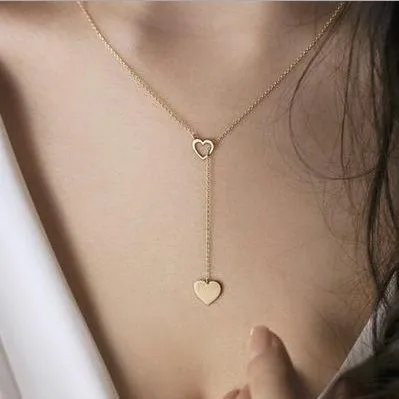 

AA00324 Heart Chain Necklace Hollowed Out Design Korean Fashion Jewelry Women Pendant Necklaces