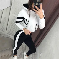 

European style women tracksuits workout two piece set long sleeve tops and pants casual set