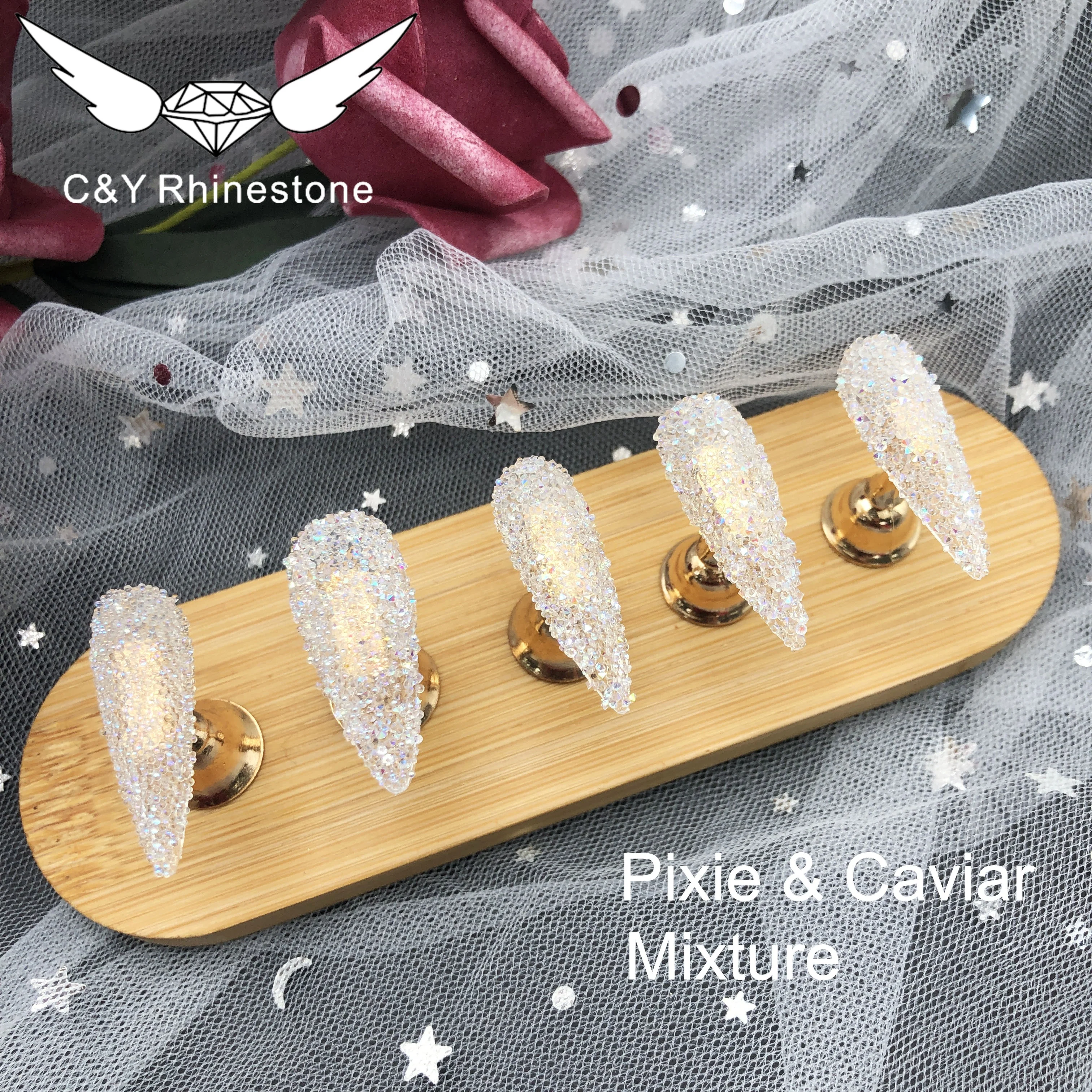 

CY Pixies Crystal Applique Diamond Nail Bling Gems Stone Rhinestone Box Nails Art Decoracion