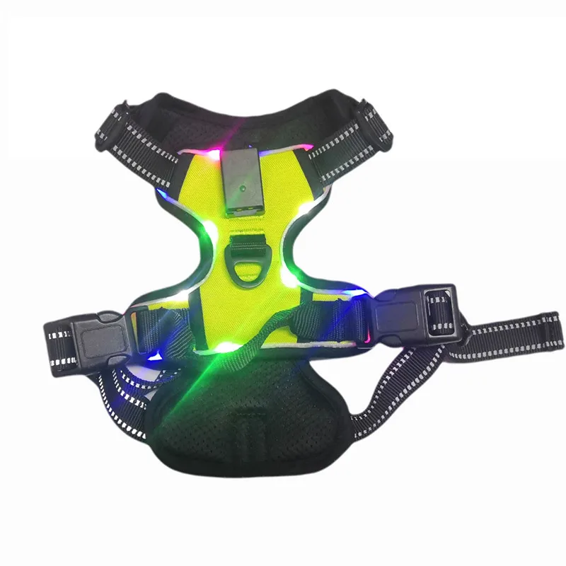 

Wholesale Amazon hot Night Safety Three gear adjustment LED Pet harness USB Rechargeable Glowing led dog vest harness, Green