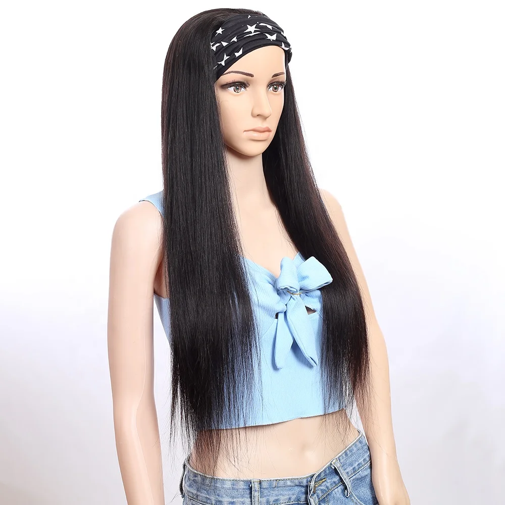 

Antimi hair Wholesale 26 inch 100% Raw Virgin Human Hair Products Headband Wigs for Black Woman