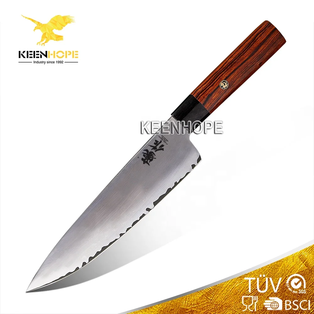 

3 Layers 10Cr15MoV Clad Steel Blade Chef Knife 8 Inch Kitchen Knife Buffalo Horn USA Desert Ironwood Japanese Chef Knife