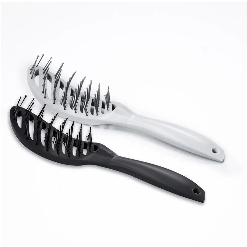 

OEM salon professional new design plastic detangling brush rubber handle ribs vent hair brush