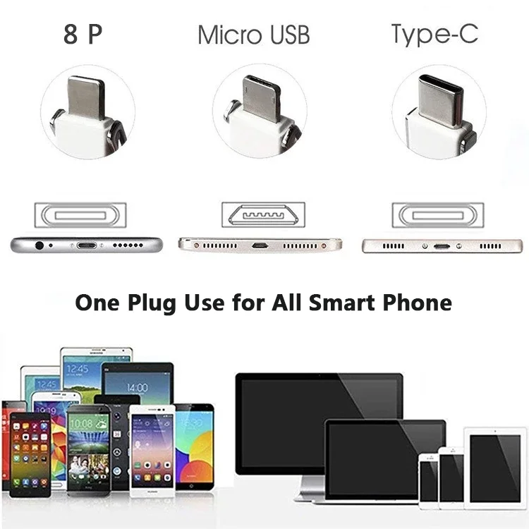 5 in 1 Magnetic Charging Cable With Keyring USB C To Android Type C Micro USB Smart Phone Change Cable - ANKUX.COM