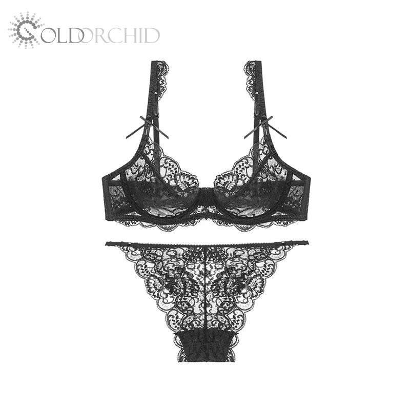 

New style ladies plus size 2 pieces 3/4 cup bra set stylish