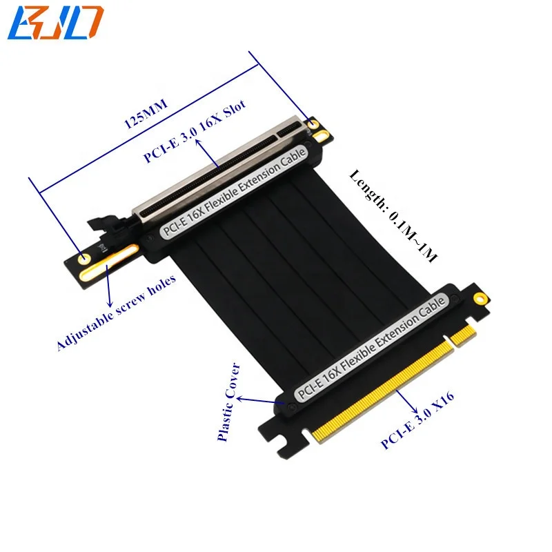 

PCIe 3.0 16X to X16 Riser Card Extension Cable Cornered Top 90 Degree GEN3 PCI-E 16X Extender for RTX 2080Ti Graphics Card