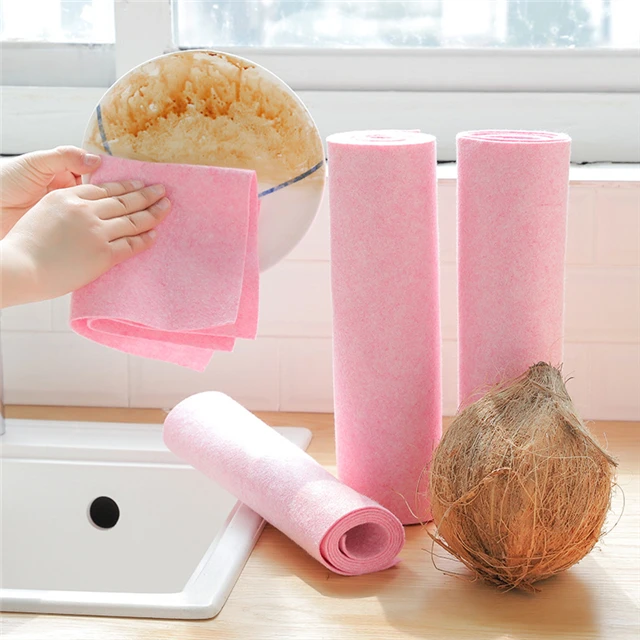 

Multifunctional Cleaning Coconut Shell Cloth Fabric Soft and Strong Decontamination Dish Cloth Household Cleaning Tool, As show