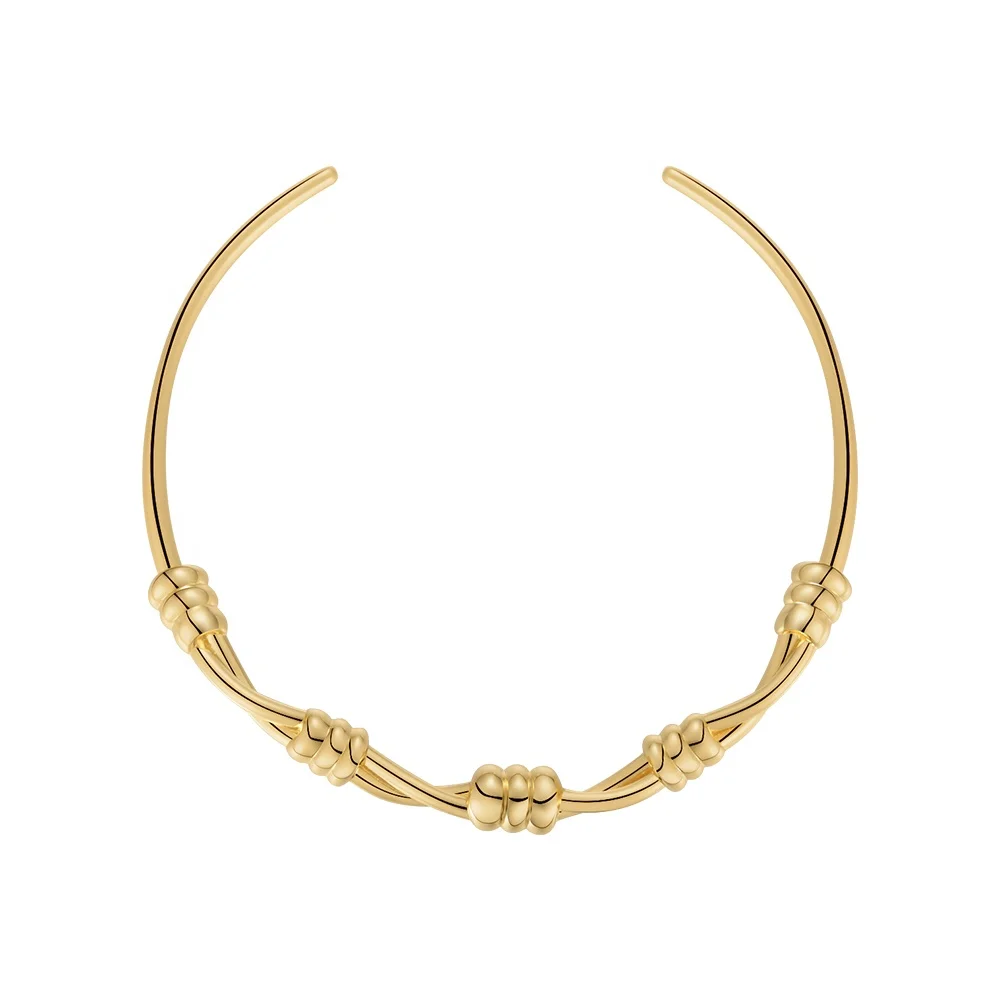 Original Design 18K Gold Plated Brass Jewelry Thorns Twist Rope Knot Charms Choker HipHop Punk Necklace P223352