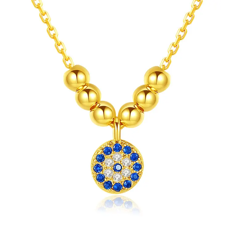 Wholesale Rhodium Plating Fashion Necklace Jewelry Cz Zircon Women Pendant Necklaces 925 Silver Round