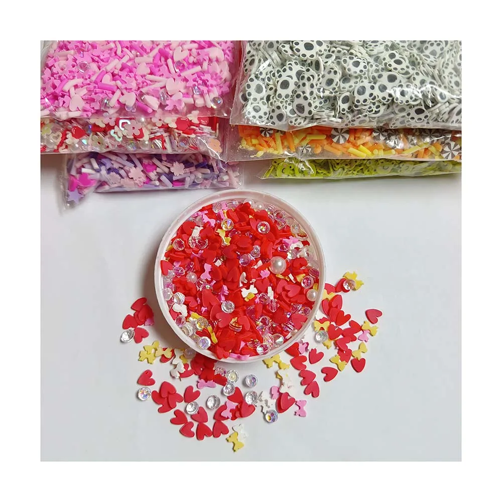 

Colorful Heart Bowknot Polymer Clay Slices Sprinkles for Slime Filling Clay DIY Crystal DIY Crafts Tiny plastic klei Accessory