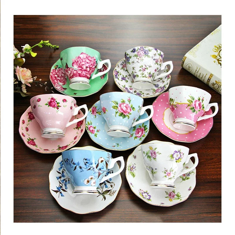 

English afternoon tea wedding Bone china coffee cup Elegant tea cup and saucer set, As the photos