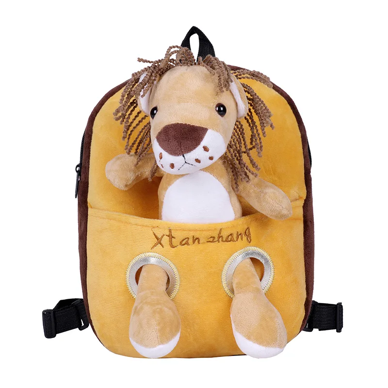 

New children's schoolbags hot sell infant plush carton animal kids school bag kindergarten small middle class learning backpack, Grey ,yellow,pink,zebra print,leopard print,tiger print