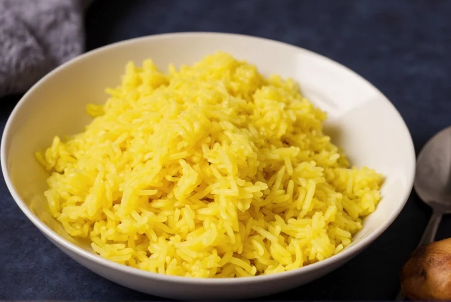 Close-up of golden saffron rice in traditional Persian copper pot with saffron threads scattered around