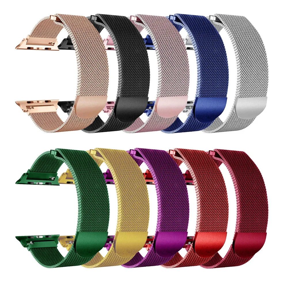 

For i watch Series 6 5 4 3 2 1, 38mm 42mm Candy Color Milanese Loop Magnetic Watch Band For Apple watch Strap, Various colors