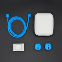 

4 in 1 Shockproof Earphone Case For Apple AirPod Case Soft Silicone Earbuds Strap Earphone Storage Sleeve Protector Line Cover