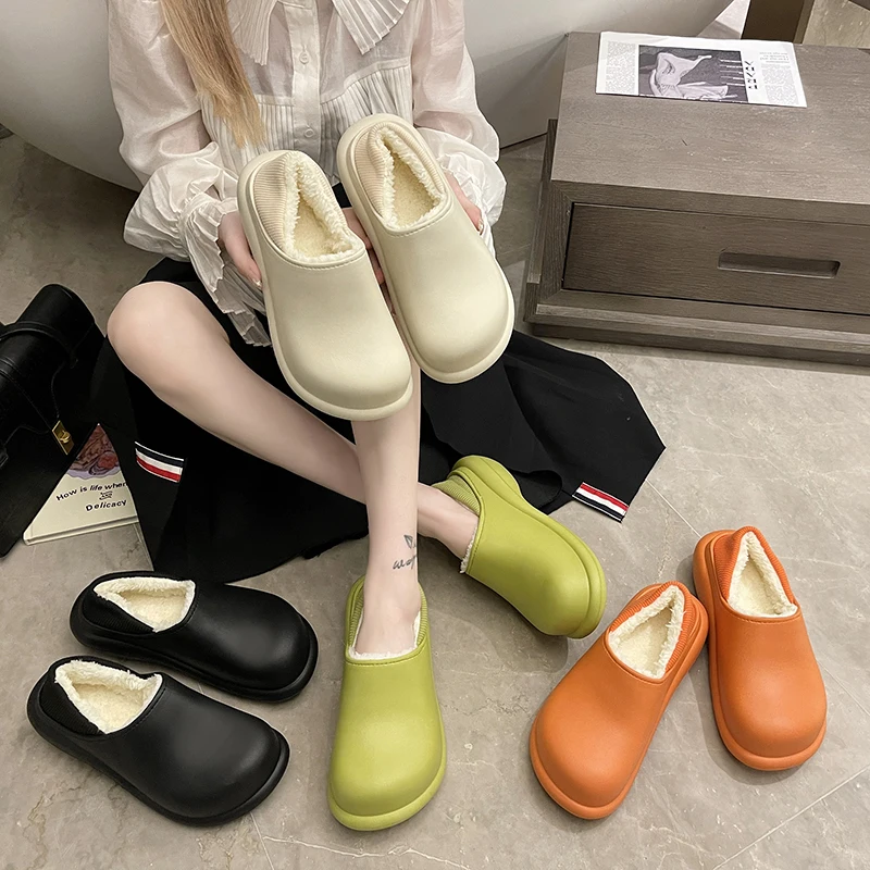 

2021 Winter fashion faux furry fur Shoes For Women Eva Clogs ladies Slippers designer sandals Women's Clogs Slippers, 4colors