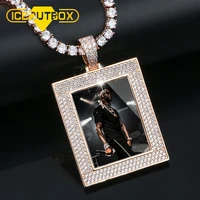 

Custom Made Photo Squar Medallions Necklace & Pendant with 4mm Tennis Chain 3Color Color Cubic Zircon Men's Hip hop Jewelry