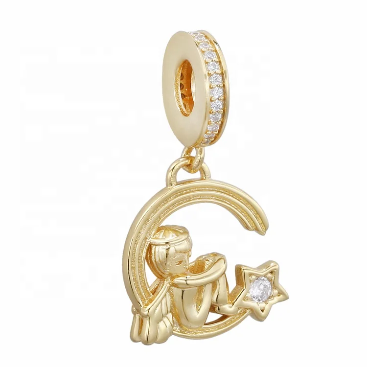 

High quality fashion sterling silver angel wing charm gold pendant