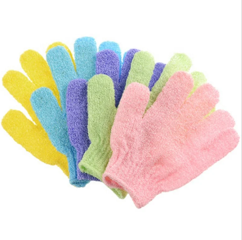 

Factory Wholesale Colorful Nylon Exfoliating Glovees Shower Body Scrubber Bathing Bath Mitt Gloves, Customized color